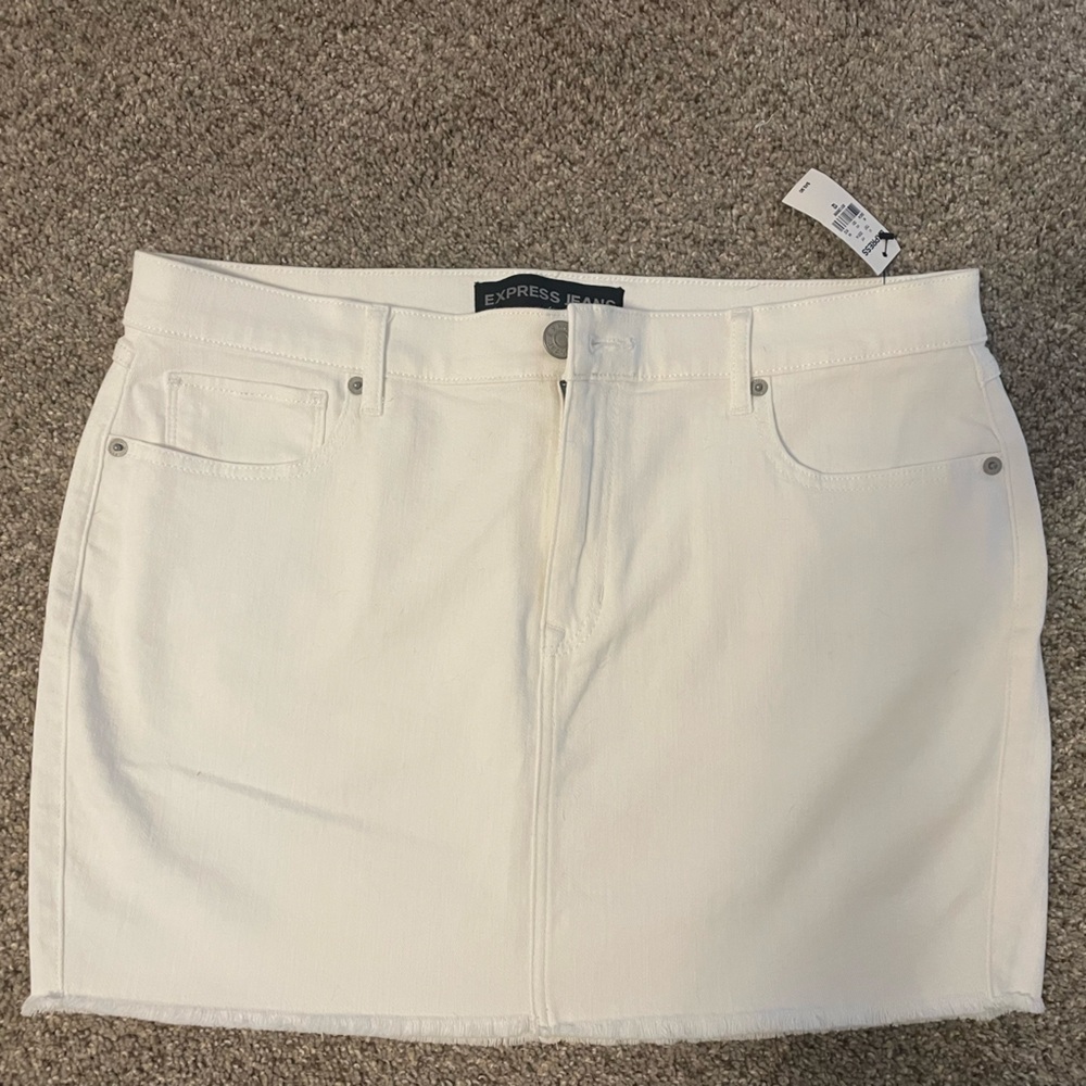 Express Crisp White Denim Skirt